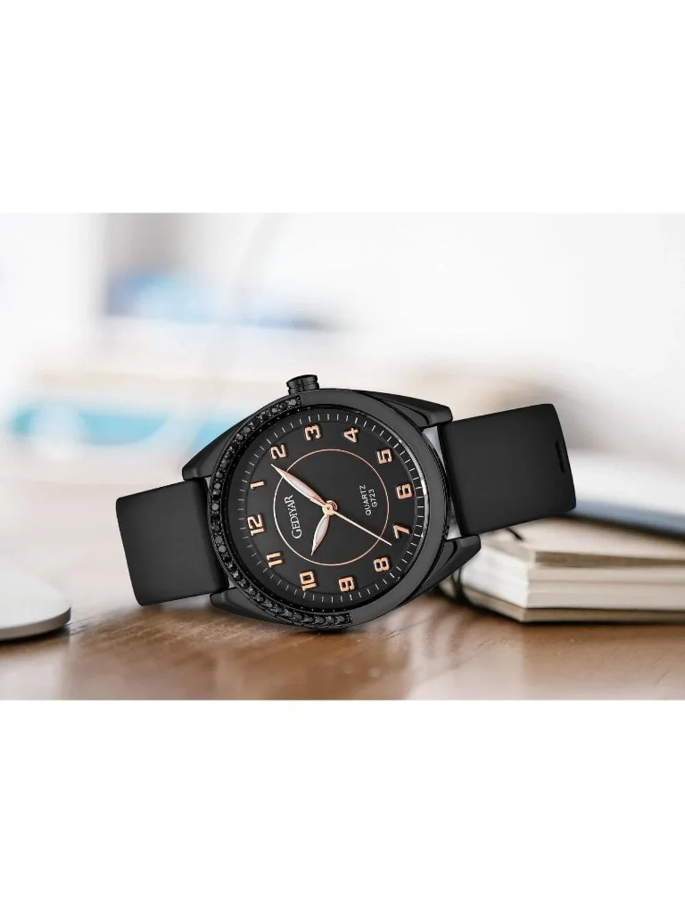 Women's Black Silicone Strap Waterproof Analog Quartz Easy Read Dial Wrist Watch